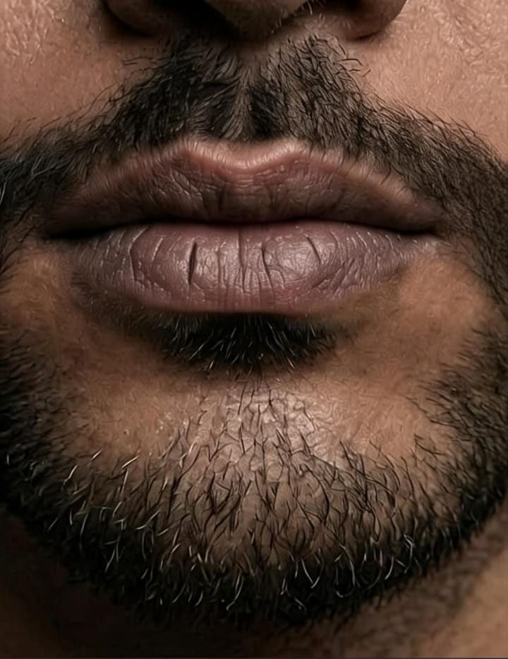 قبل استخدام كريم تفتيح الشفاه — شفايف غامقة ومتشققة