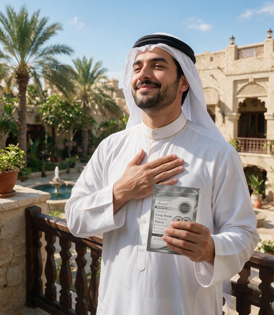 رجل سعودي بعد استخدام لصقات نَفَس العشبية