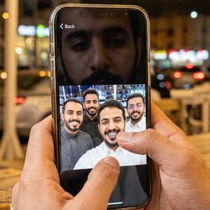 شاب يشوف صورة جماعية في جواله